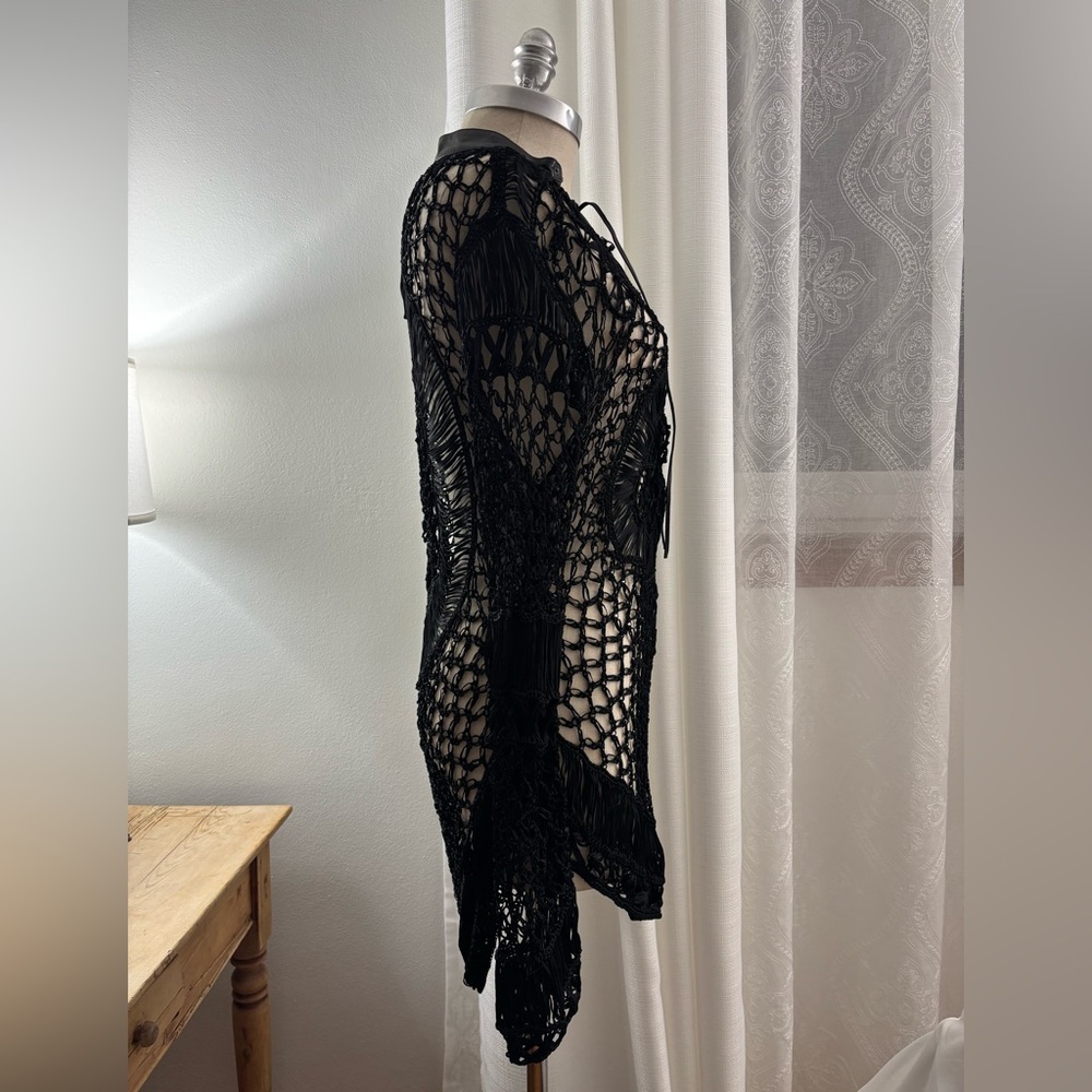 Ralph Lauren Black Label Crochet & Leather Coverup/Shirt, Sample, NWOT - Picture 6 of 16